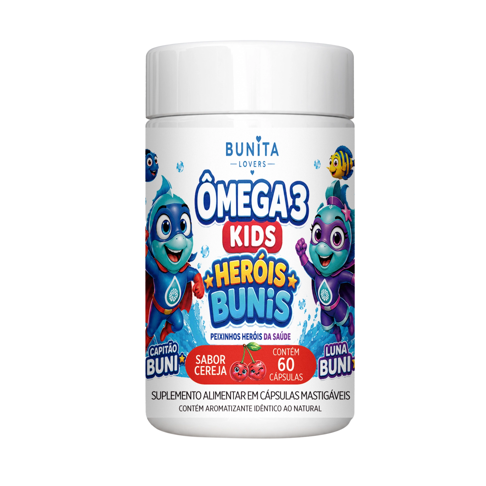 ÔMEGA 3 KIDS Mastigável 60 Cápsulas – Sabor Cereja